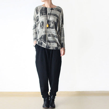 Schwarze Winterhose dicke Baumwollhose lockere Haremshose Jogginghose