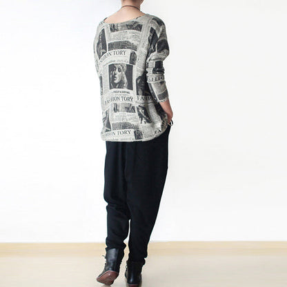 Schwarze Winterhose dicke Baumwollhose lockere Haremshose Jogginghose