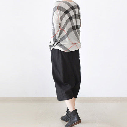 schwarze Winterhose weites Bein dicke Baumwolle gestapelte Crop-Hose warm 2024