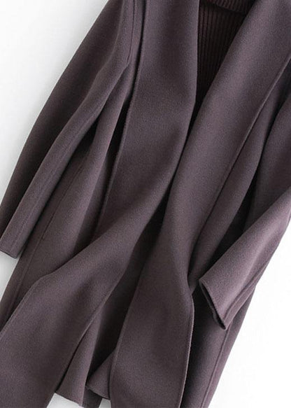 boutique Loose length long sleeve outwear dark gray pockets Woolen Coat Women - SooLinen