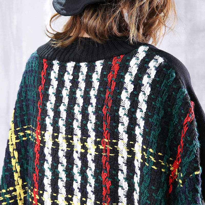 Boutique schwarzer Mantel plus Größe O-Ausschnitt Patchwork Maxi-T-Shirts Frauen Taschen seitlich offene Oberteile