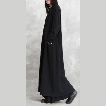 Boutique schwarzer Mantel in Übergröße Stehtaschen Maximantel 2018 Langarm Baggy Mäntel