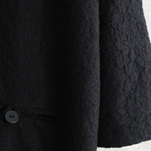 Boutique schwarzer Mantel in Übergröße Stehtaschen Maximantel 2018 Langarm Baggy Mäntel