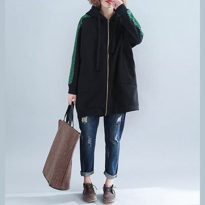 Boutique schwarz baumwolle tops plussize baumwolle kleidung stickerei baumwolle t-shirt