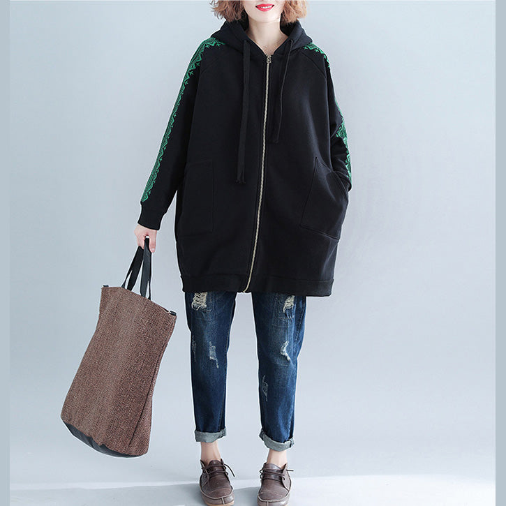 Boutique schwarz baumwolle tops plussize baumwolle kleidung stickerei baumwolle t-shirt