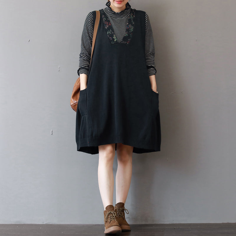 Boutique schwarze Kleider aus reiner Baumwolle in Übergröße, Urlaubskleider mit Kapuze, lässig, ärmellos, Baumwollkleidung