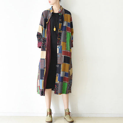 boutique multi color patchwork coat plus size o neck cardigans boutique batwing sleeve long jackets