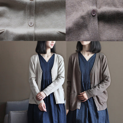 Boutique Nude Kuschelpullover Locker sitzende Strickblusen Neue V-Ausschnitt Herbstbluse Cardigan