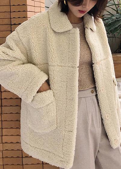 boutique plus size clothing Jackets & Coats big pockets women coats nude lapel collar woolen overcoat - SooLinen