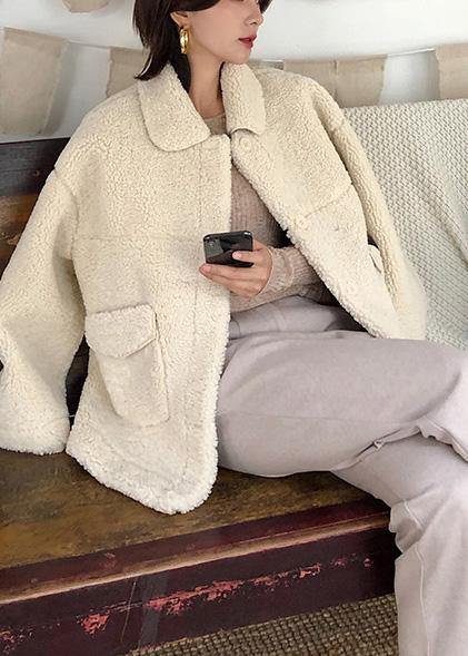 boutique plus size clothing Jackets & Coats big pockets women coats nude lapel collar woolen overcoat - SooLinen