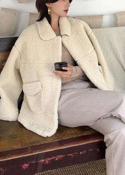 boutique plus size clothing Jackets & Coats big pockets women coats nude lapel collar woolen overcoat - SooLinen