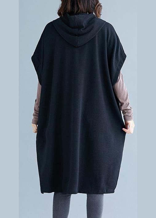 boutique plus size clothing winter jackets fall jackets black hooded Cotton Coats - SooLinen