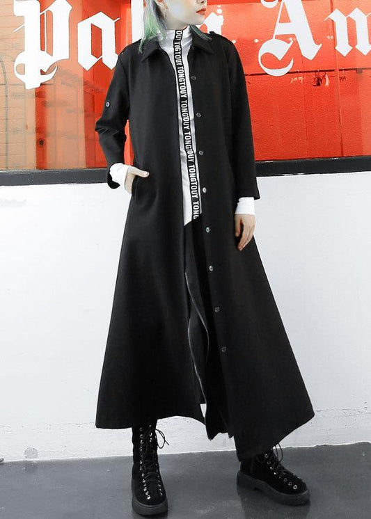 boutique plus size long jackets fall women coats black lapel collar  coat - SooLinen