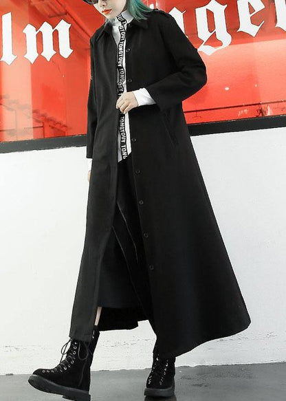 boutique plus size long jackets fall women coats black lapel collar  coat - SooLinen