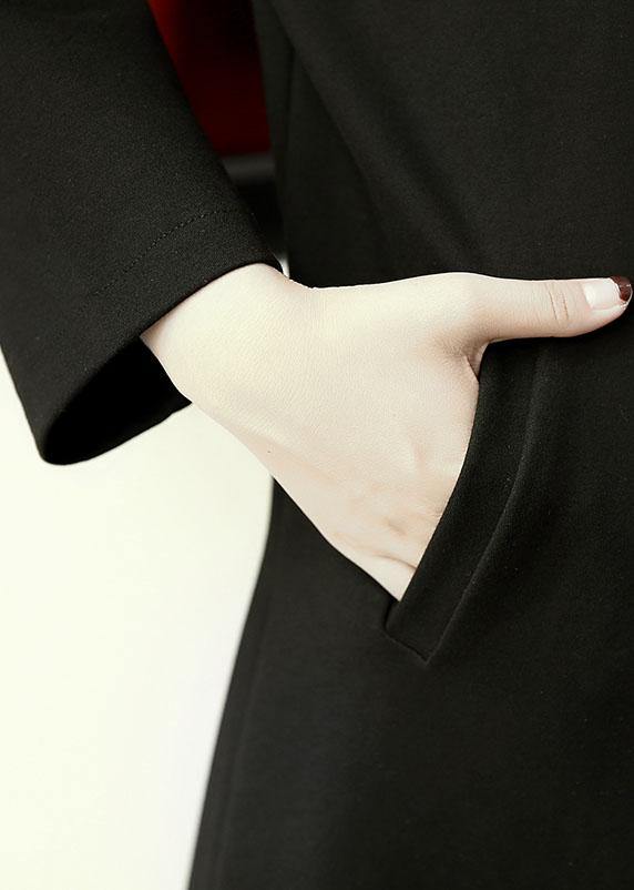 boutique plus size long jackets fall women coats black lapel collar  coat - SooLinen