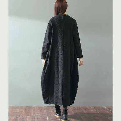 Boutique roter Maximantel trendiger Übergrößen-V-Ausschnitt Baggy-Mäntel feiner Jacquard-Wollmantel
