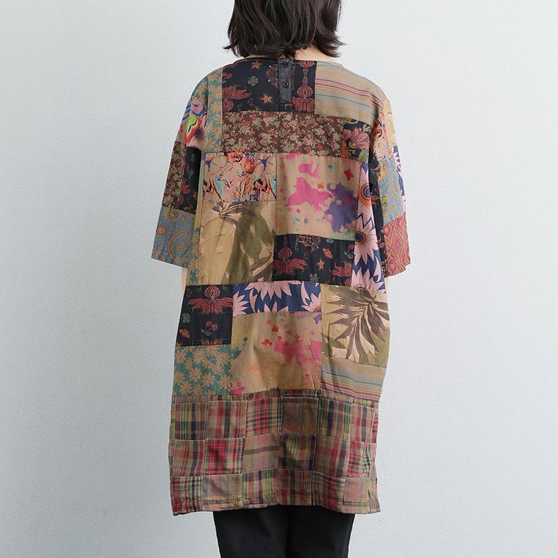 Boutique Sommer T-Shirt Casual Kurzarm Sommer Casual Blumenschlitz Lange Tops