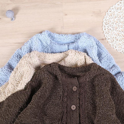 boutique trendy spring coats chocolate o neck patchwork fuzzy wool coat for woman - SooLinen