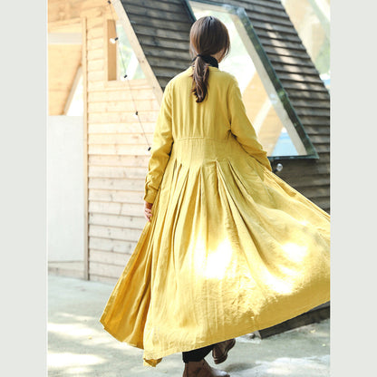 Boutique gelb mäntel casual stehkragen graben mantel Mode Cinched große saum Mantel