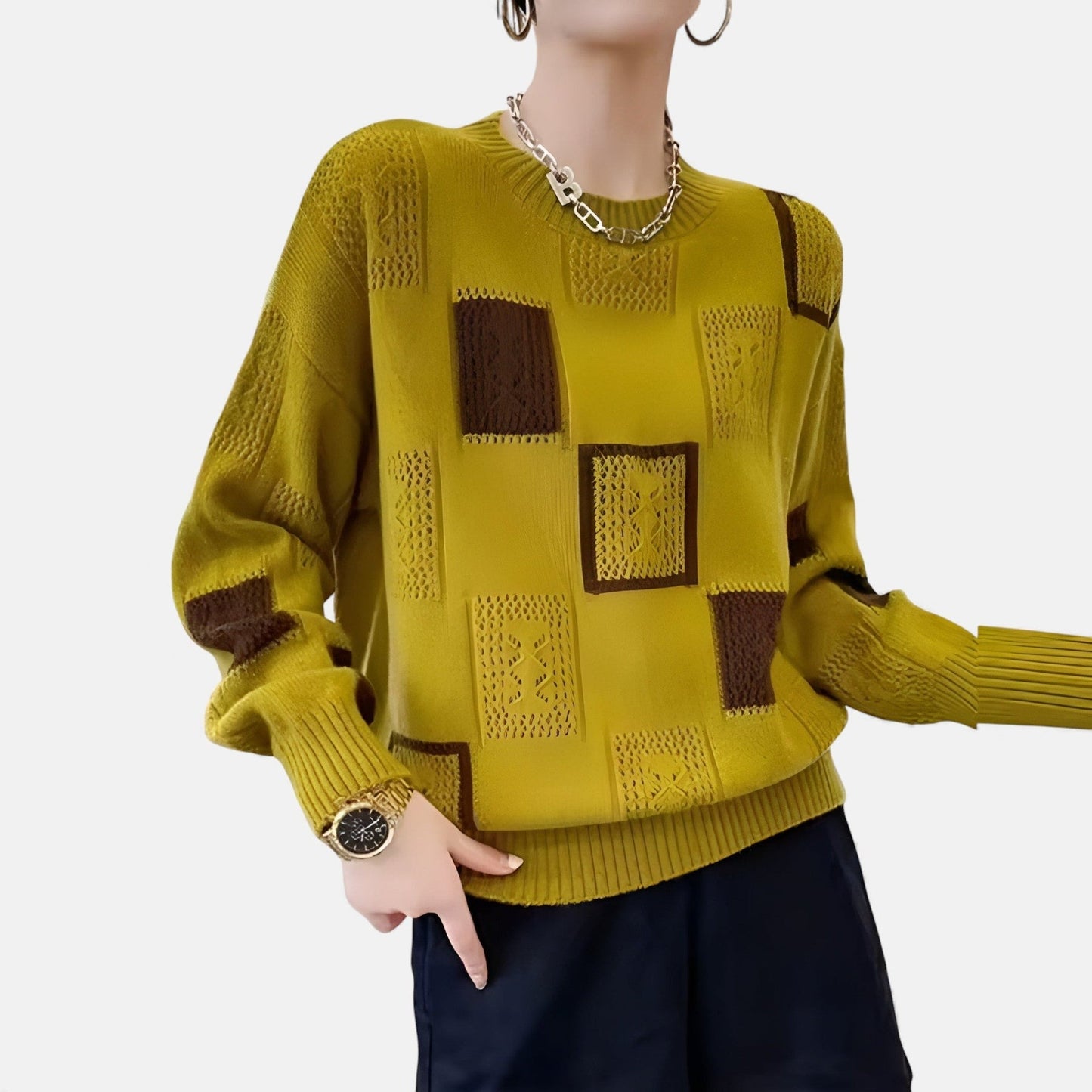 Autumn/Winter Color-Blocked Comfortable and Elegant Sweater