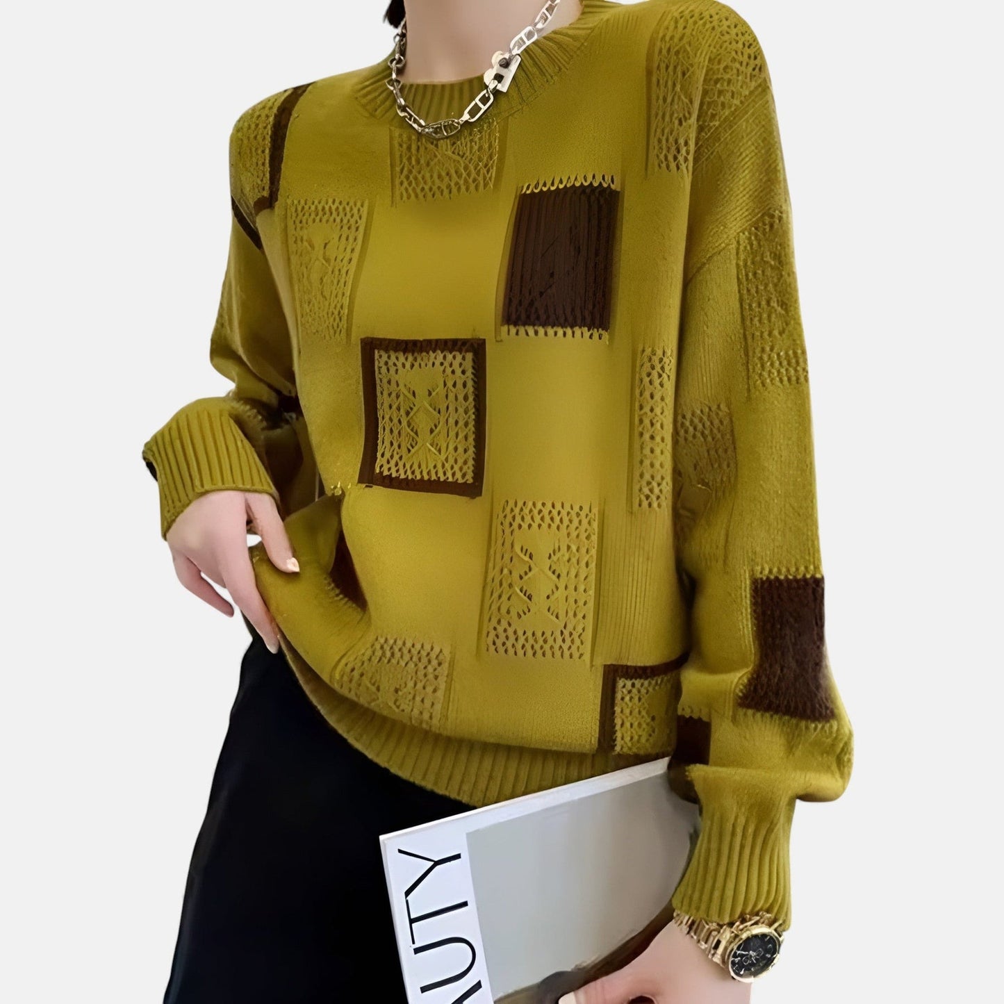 Autumn/Winter Color-Blocked Comfortable and Elegant Sweater