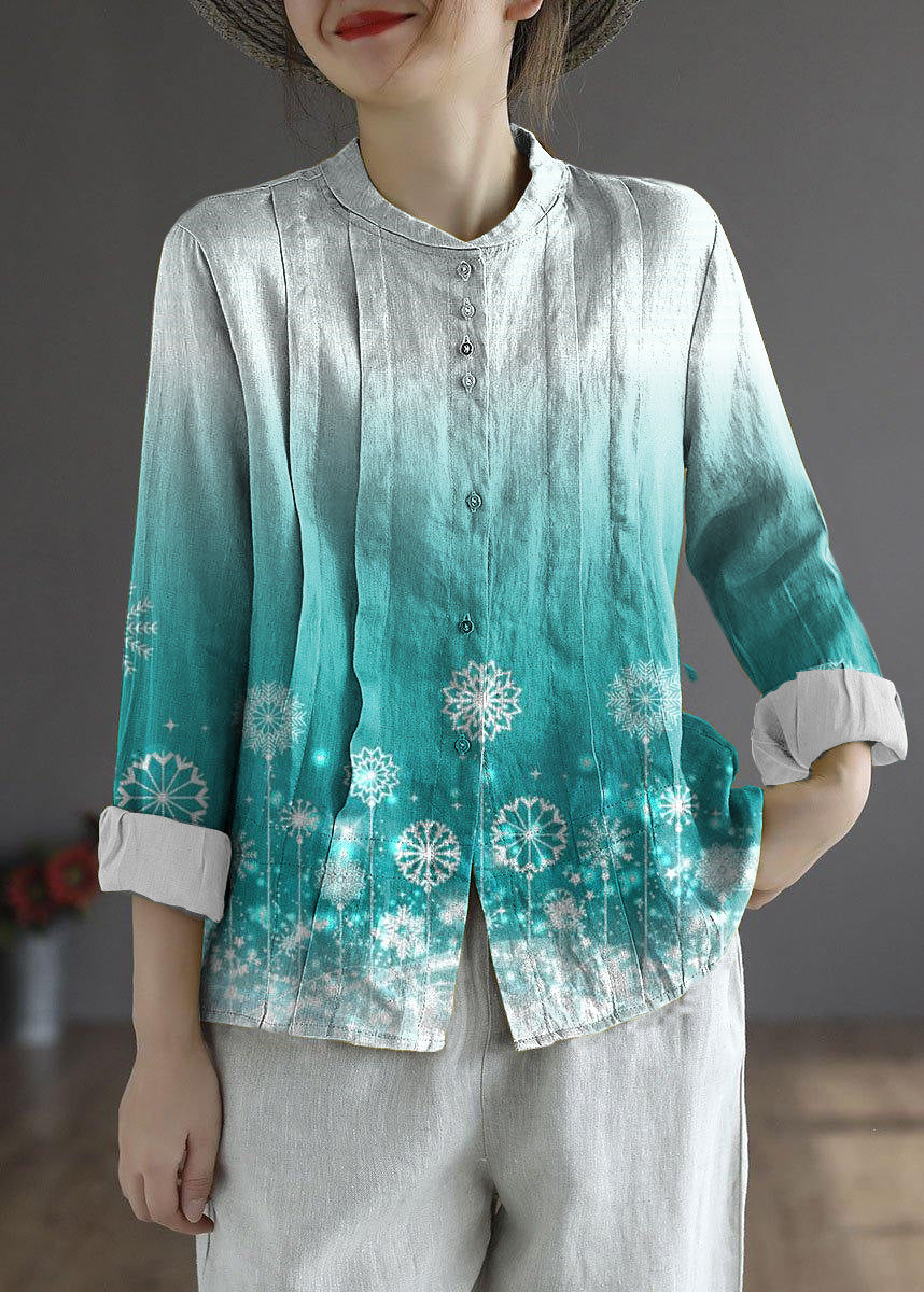 Frauen Gelb Elegante Taste Herbst Top Langarm Leinen