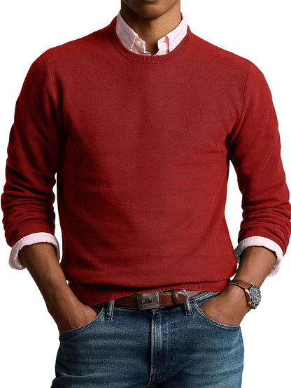 Men's Fashionable Retro Round Neck Long Sleeve Sweater