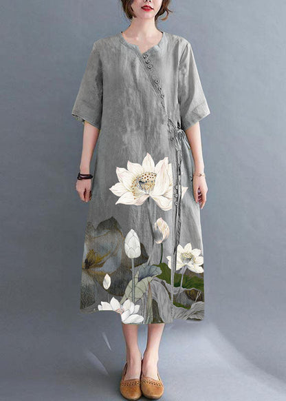 Lockeres grünes Maxi-Sommerkleid aus Chiffon mit Knöpfen