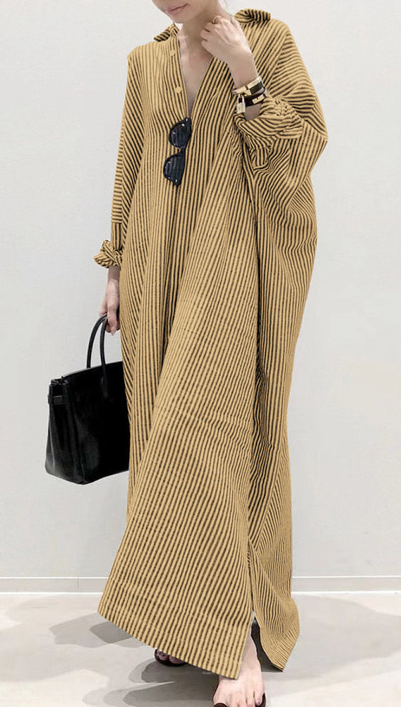 Boutique Schwarz Peter Pan Kragen Gestreiften hemden Kleid Frühling