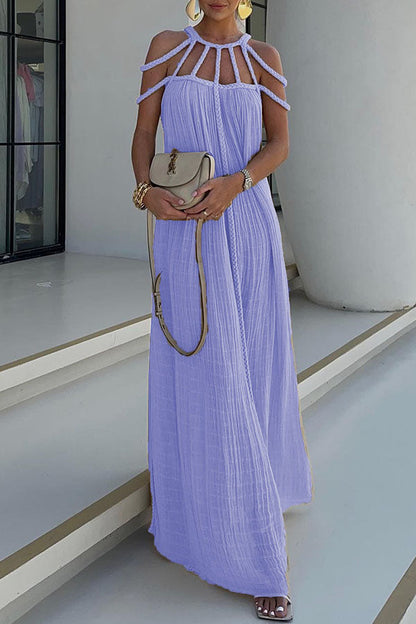 BRAIDED LINEN COVER-UP MAXI DRESS