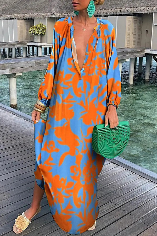ABSTRACT BUTTON SHIRT DRESS