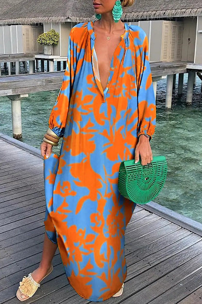 ABSTRACT BUTTON SHIRT DRESS