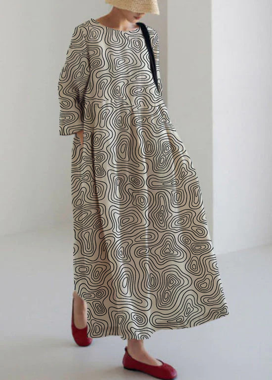 Apricot Dot Baumwolle Kleider Taschen Patchwork Frühling