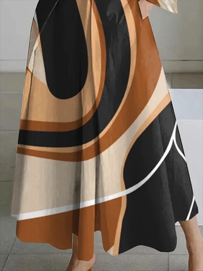 2024 Grünes Baumwollkleid mit Peter-Pan-Kragen und Taschen, lange Ärmel