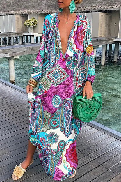 ABSTRACT BUTTON SHIRT DRESS
