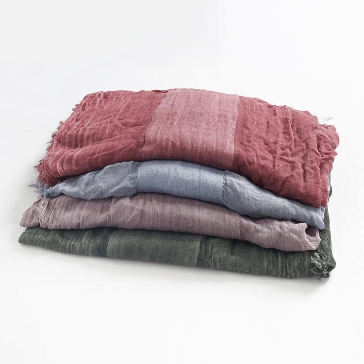 casual cotton linen striped scarves new Cinched big scarf - SooLinen