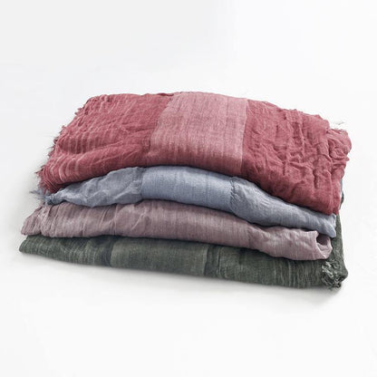 casual cotton linen striped scarves new Cinched big scarf - SooLinen