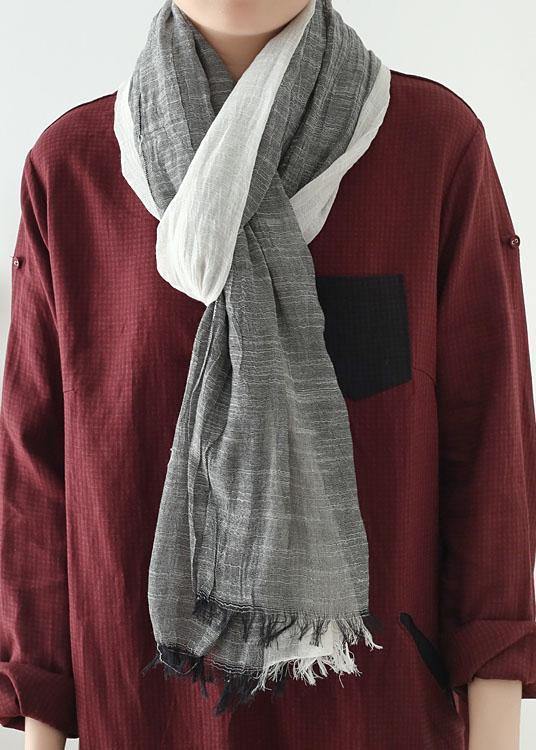 casual double color warm scarves black sunscreen silk scarf - SooLinen