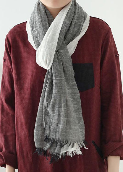 casual double color warm scarves black sunscreen silk scarf - SooLinen