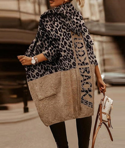 Street-Style Patchwork Letter Hooded Cape Coat