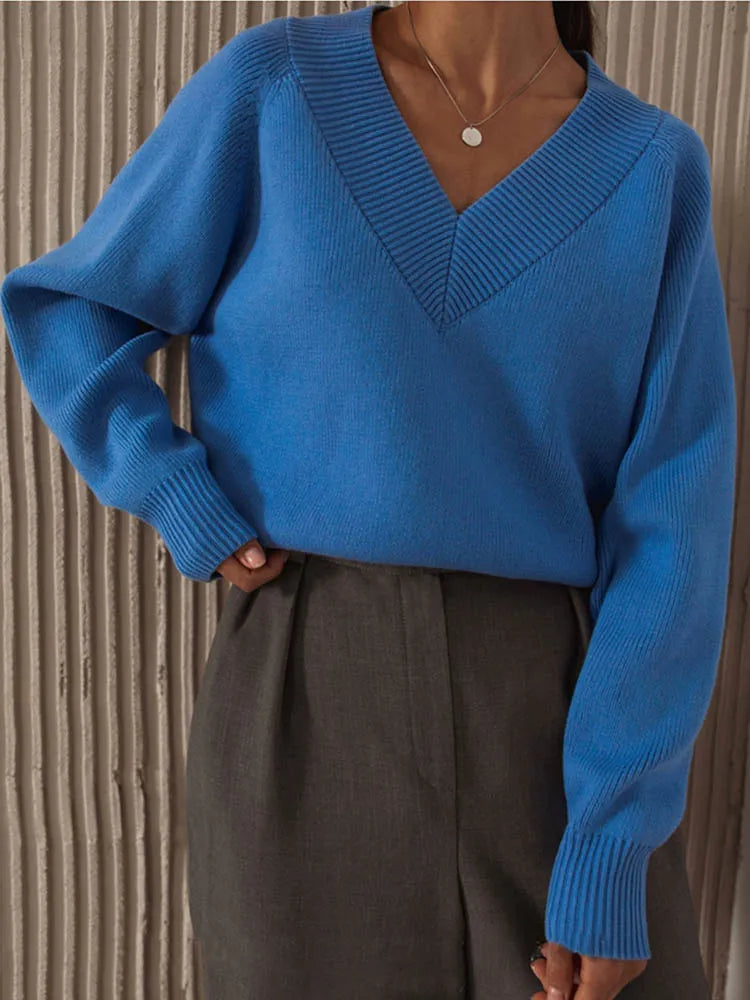 V-Neck Off-the-Shoulder Oversized Sweater