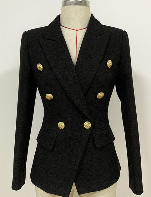 Double-breasted button-down suit jacket