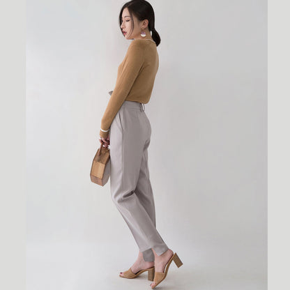 Grobstrickoberteile in Braun Herbstmode Strickblusen mit V-Ausschnitt Feine, seitlich offene Pullover