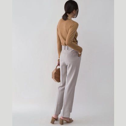 Grobstrickoberteile in Braun Herbstmode Strickblusen mit V-Ausschnitt Feine, seitlich offene Pullover