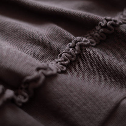 klobiger schokoladenbrauner Winterpullover in Übergröße, Patchwork-Strickblusen, lässiges Rüschenoberteil