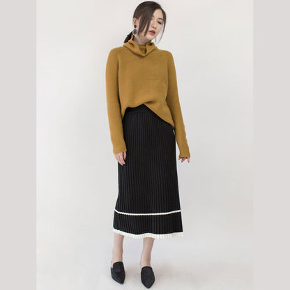 klobiger gelber kuscheliger Pullover übergroßer Pullover mit hohem Halsausschnitt Boutique Baggy Winterpullover