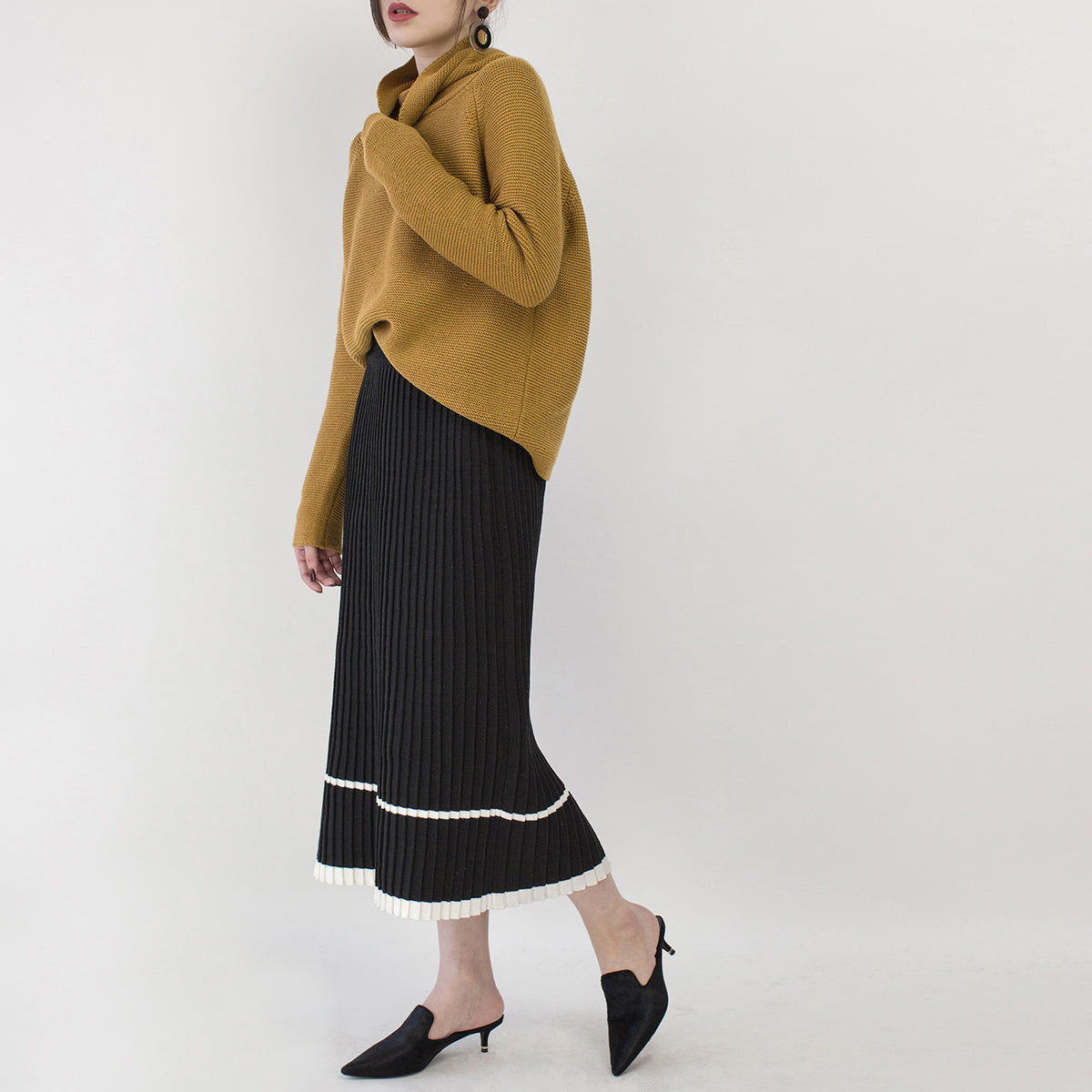 klobiger gelber kuscheliger Pullover übergroßer Pullover mit hohem Halsausschnitt Boutique Baggy Winterpullover