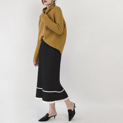 klobiger gelber kuscheliger Pullover übergroßer Pullover mit hohem Halsausschnitt Boutique Baggy Winterpullover