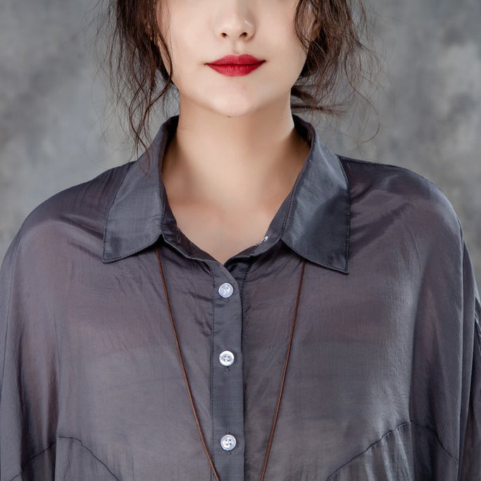 Baumwolle, Polyester, elegantes Sommer-T-Shirt, übergroß, einreihig, kurzärmelig, locker, unregelmäßig, schwarze Bluse