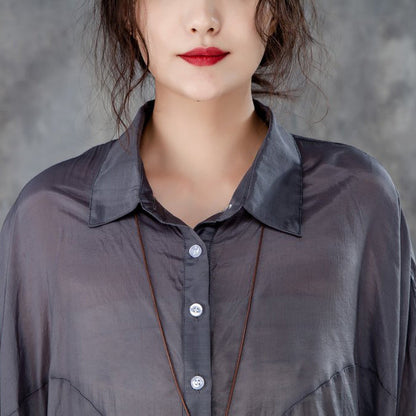 Baumwolle, Polyester, elegantes Sommer-T-Shirt, übergroß, einreihig, kurzärmelig, locker, unregelmäßig, schwarze Bluse